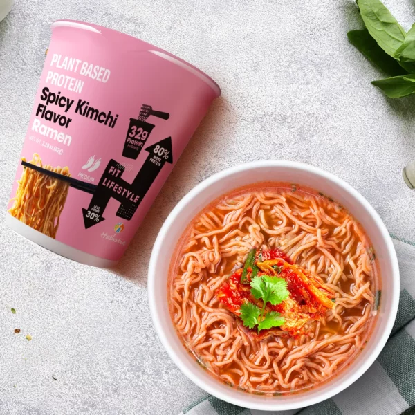 High Protein Cup Instant Noodles Spicy Kimchi Flavor