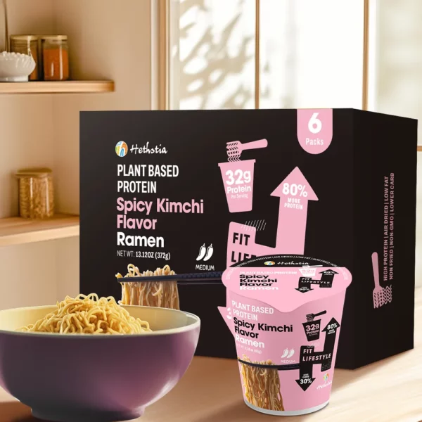 High Protein Cup Instant Noodles Spicy Kimchi Flavor