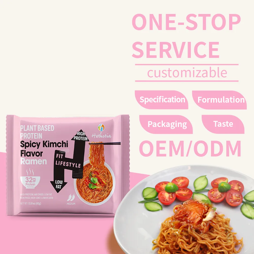 Instant Protein Noodles, High Protein Ramen Noodles Spicy Kimchi Flavor