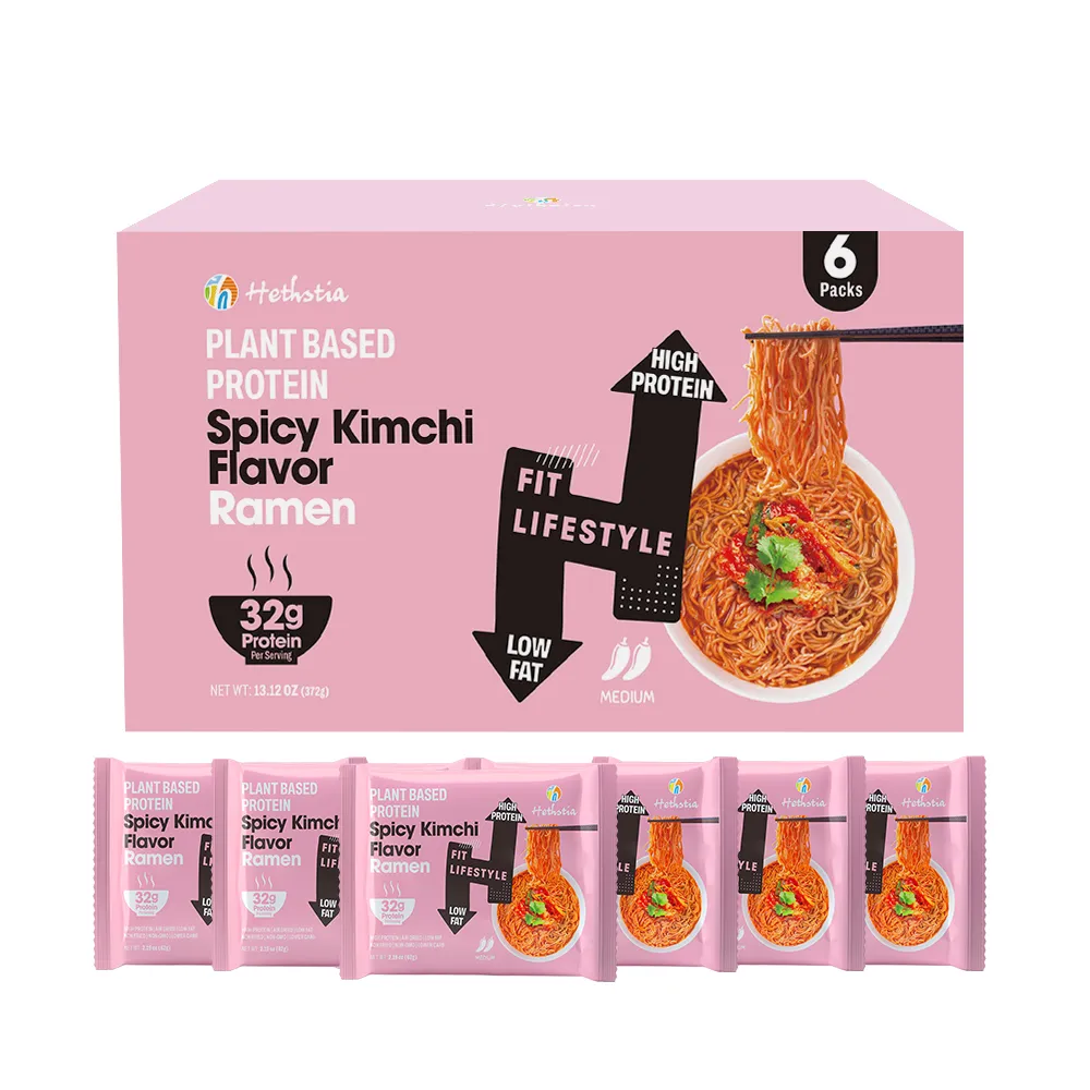 Instant Protein Noodles, High Protein Ramen Noodles Spicy Kimchi Flavor