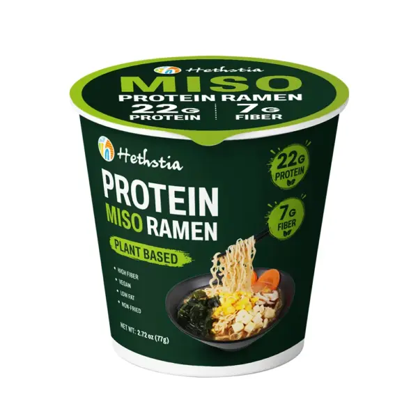 Ramen rico em fibra (7 g) e Ramen em copo com miso e proteína de origem vegetal