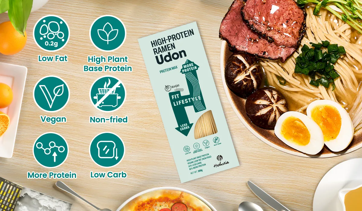 Linguine rico em proteínas (massa udon), 39 g de proteína