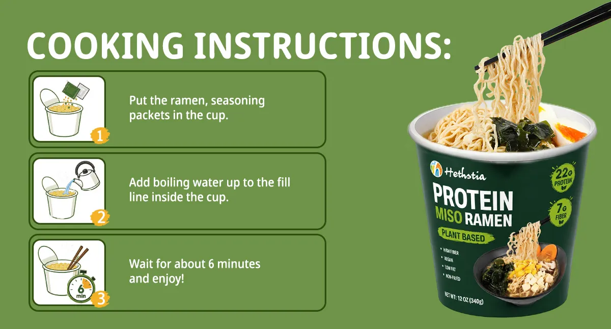 High Fiber Ramen 7g | Plant-Based Protein Miso Cup Ramen