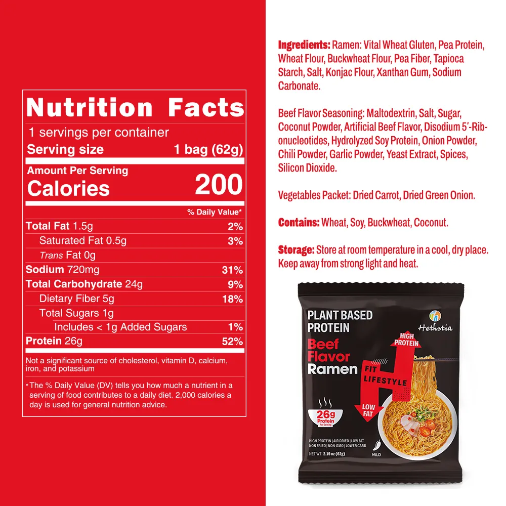 Beef-flavored Ramen Noodles | 26g Protein Instant Soup